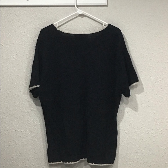 NWT Vintage Cross Country Black Knit Blouse Women’s 1X V-Neck Lace-Up Top Y2K 90 - Picture 4 of 5